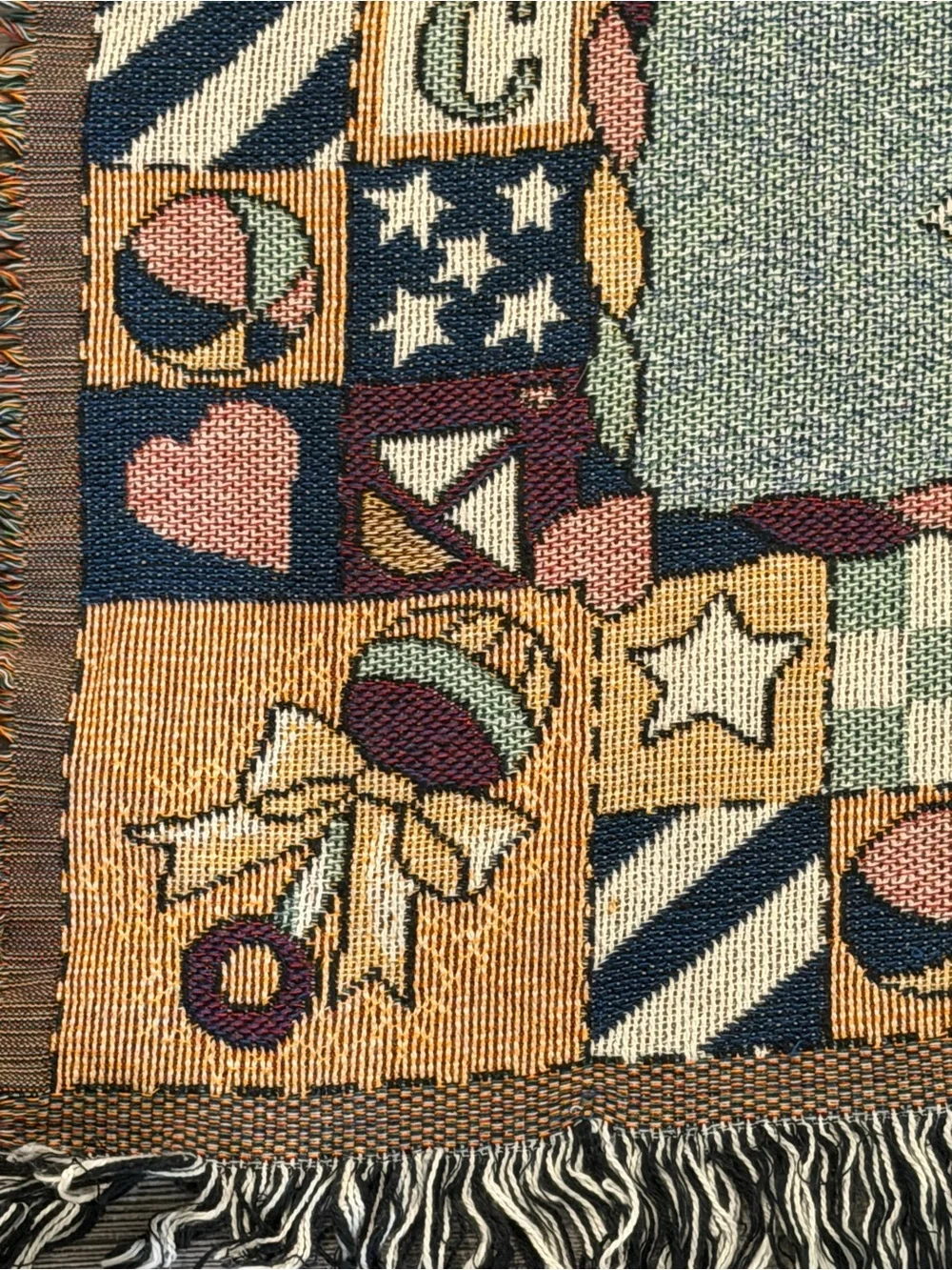 Vintage Teddy Bear Nursery Tapestry Throw Blanket ABC Ducks Baby Room Decor
